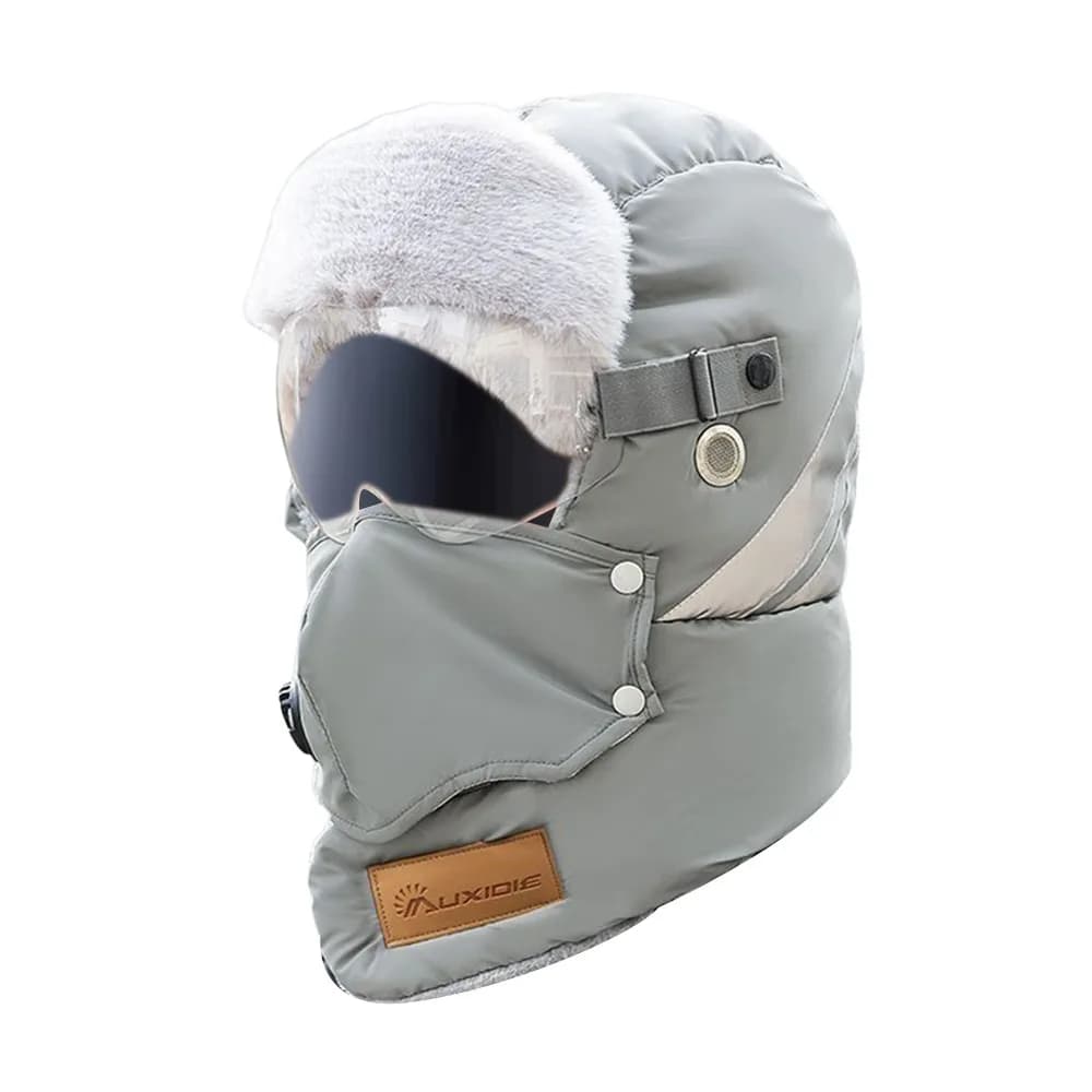 Cappello bomber alla moda Berretto da sci invernale antivento ispessito con occhiali Mantieni caldo il cappello da pilota Trapper per gli sport all'aria aperta