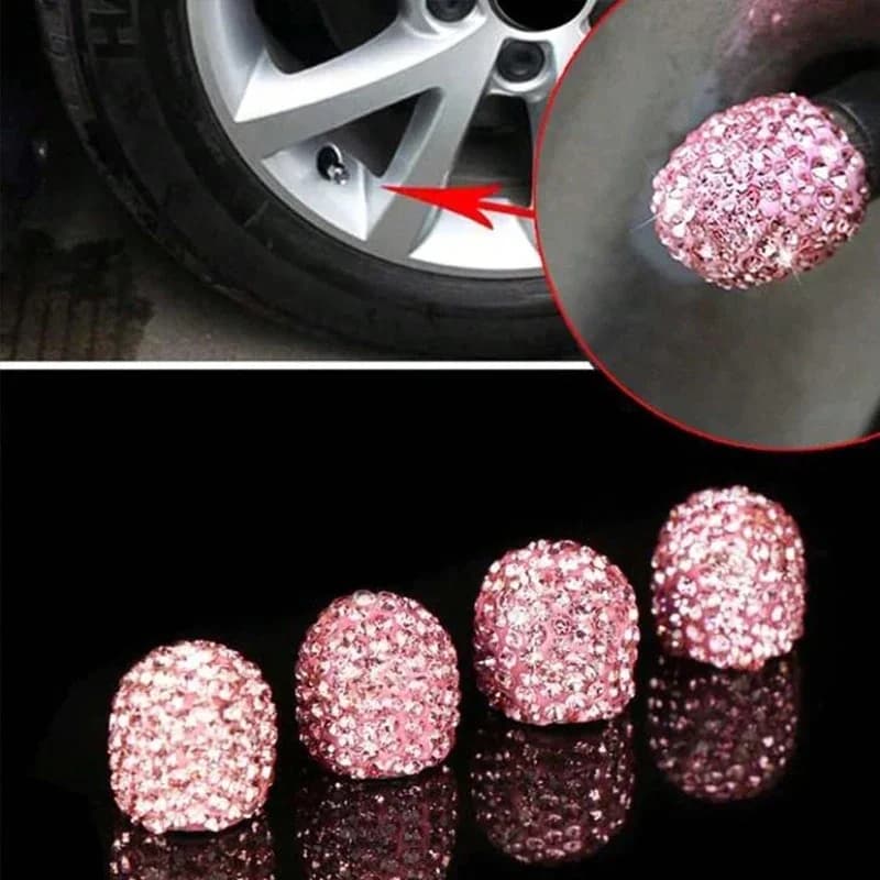 2/4PCS Auto Diamond Car Caps Rubber Valve Powder-proof Brilliant Wheel Cover Vehicle Bling Crystal Valve Car Styling Accessories