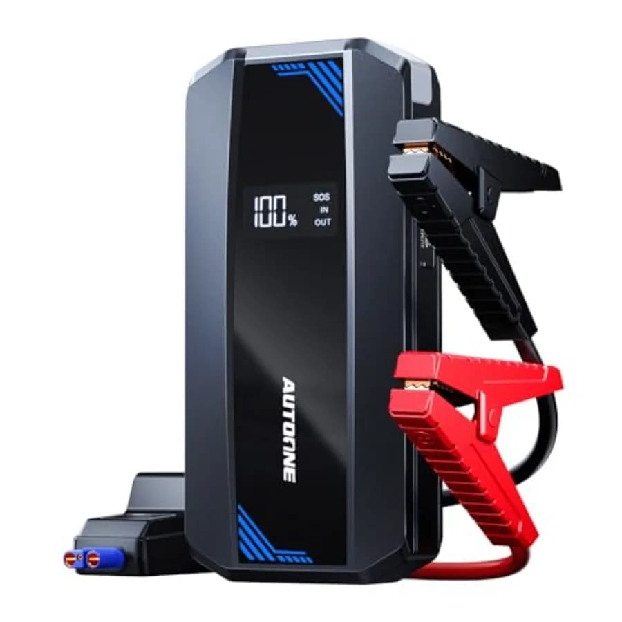 Avviatore d'emergenza per auto 6000A per veicoli a benzina/diesel fino a 10L 12V, booster portatile con batteria al litio e cavi di avviamento intelligenti, display LCD