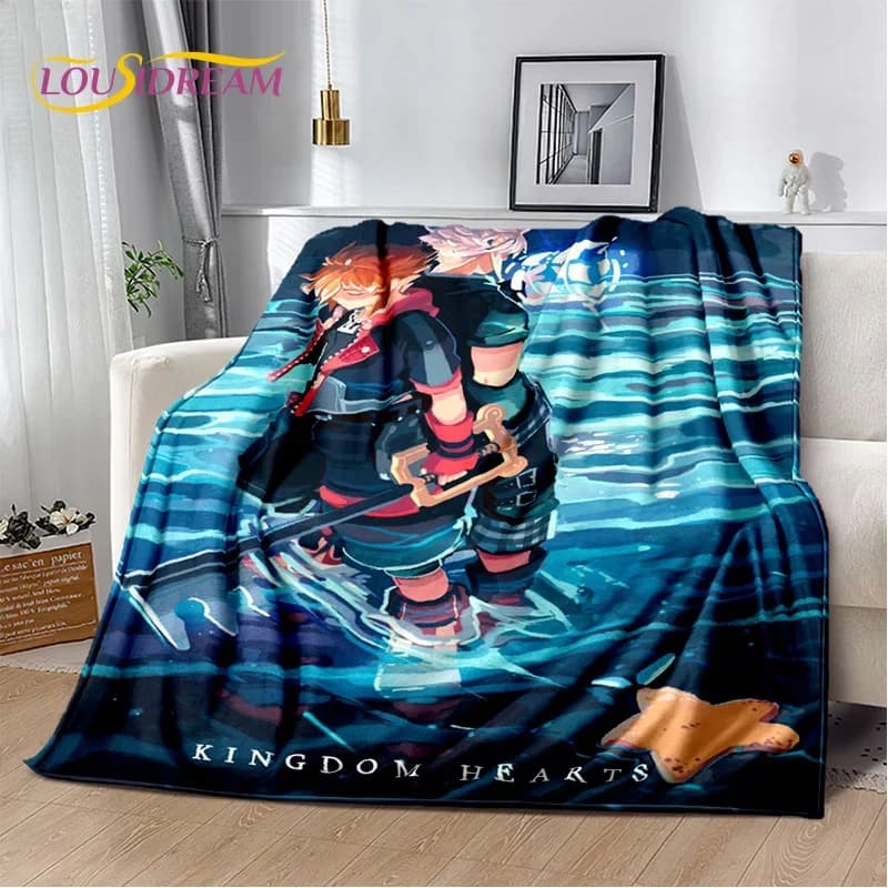 Cartoon Kingdom Hearts Games Coperta in morbida flanella 3D per letti Camera da letto Divano Picnic, Coperta da tiro per copertura Regalo per il tempo libero all'aperto