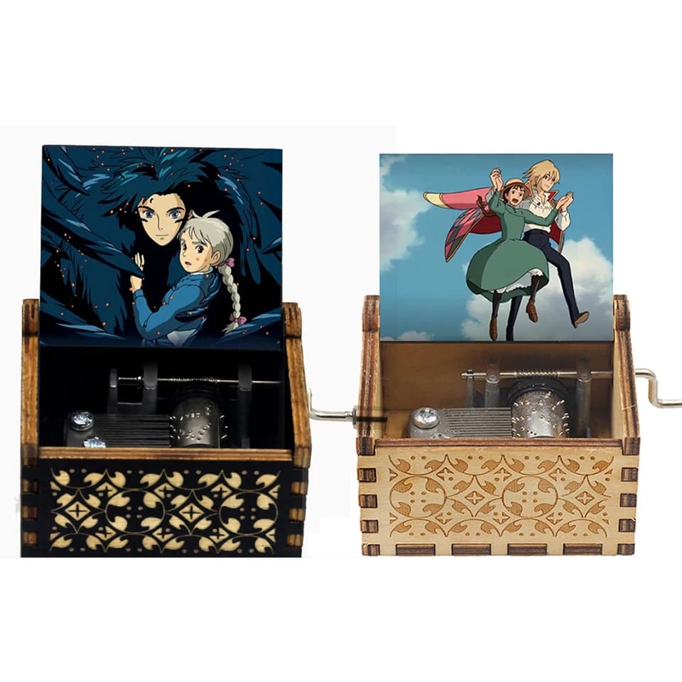 Carillon del castello di Howl Musica a tema anime Merry Go Round of Life Scatola musicale a manovella in legno Regalo di compleanno di Capodanno