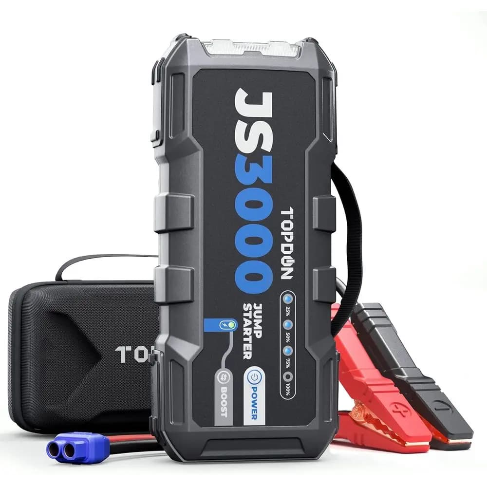 Avviatore di Emergenza Portatile 12V 3000A per Motori a Benzina/Diesel, Include Maniglia e Custodia in EVA