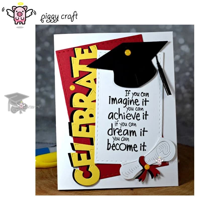 Piggy Craft - Fustelle in metallo per taglio, stampi per cappelli da laurea, stencil per scrapbooking e lavori di carta