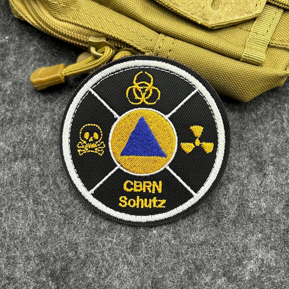Round CBRN Hazard Symbols Embroidered Hook & Loop Patch, Nuclear Protection Morale Patch for Tactical Vest Backpack Helmet Gear