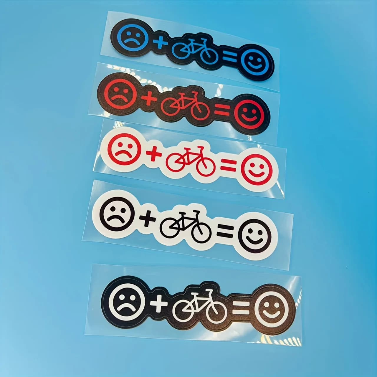 Set di 2 Adesivi Emoji da Triste a Felici per Bicicletta, Multicolore, Impermeabili, in Vinile, per Telaio Bici, Auto, Moto, Laptop, Casco