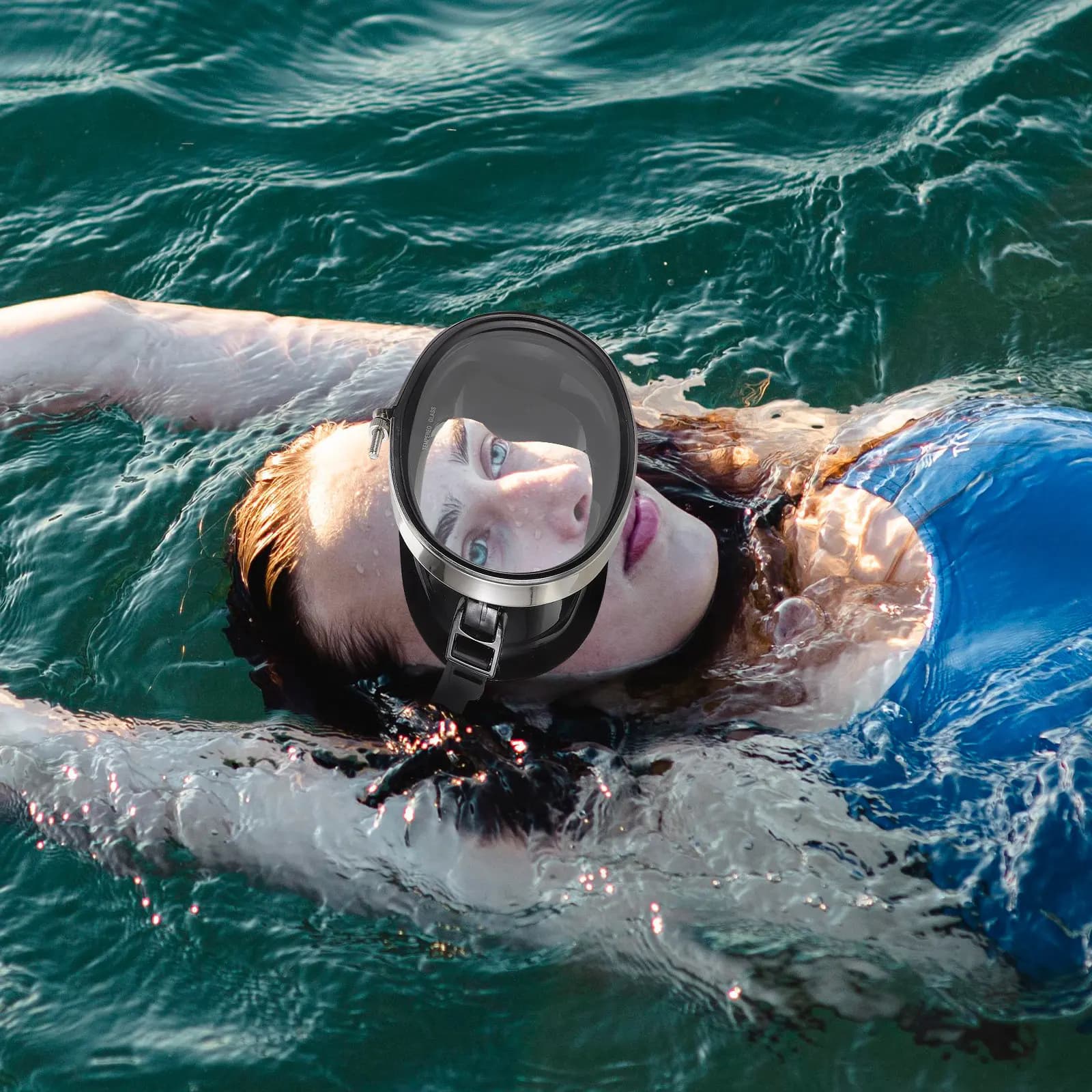 Occhialini da Nuoto per Adulti, Maschera Subacquea HD con Vetro Temperato Antiappannamento, Cinturino Regolabile Largo per Snorkeling e Immersioni in Piscina