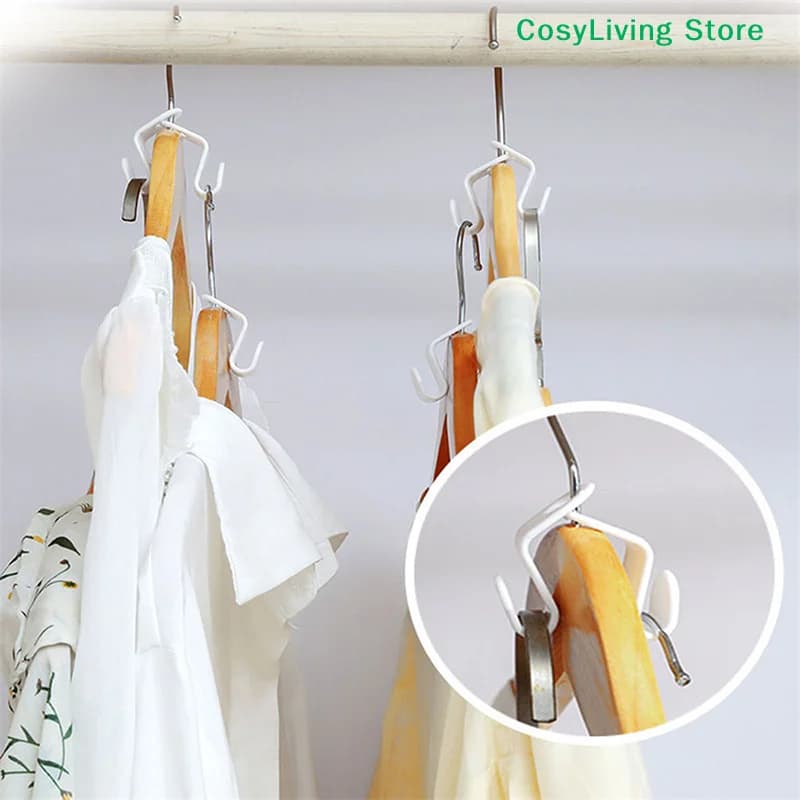50 Pieces Mini Clips Plastic Extensible for Clothes Hanger, Hooks Connectors Space Saving for Wardrobe