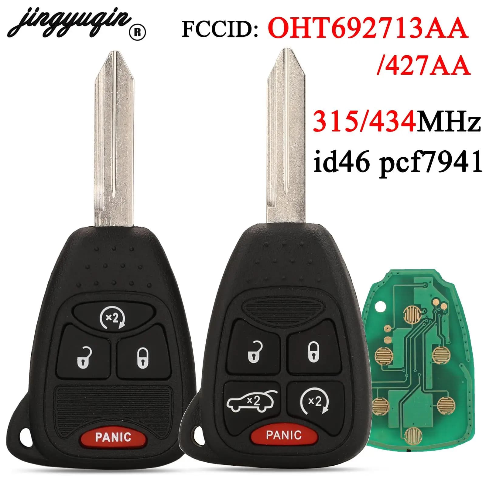 jingyuqin OHT 692713 AA OHT 692427 AA 315 MHz/434 MHz Per Jeep/Chrysler/Dodg 300 200 Chiave A Distanza Dell'automobile ID46 PCF7941 Chip 4/5 Pulsanti