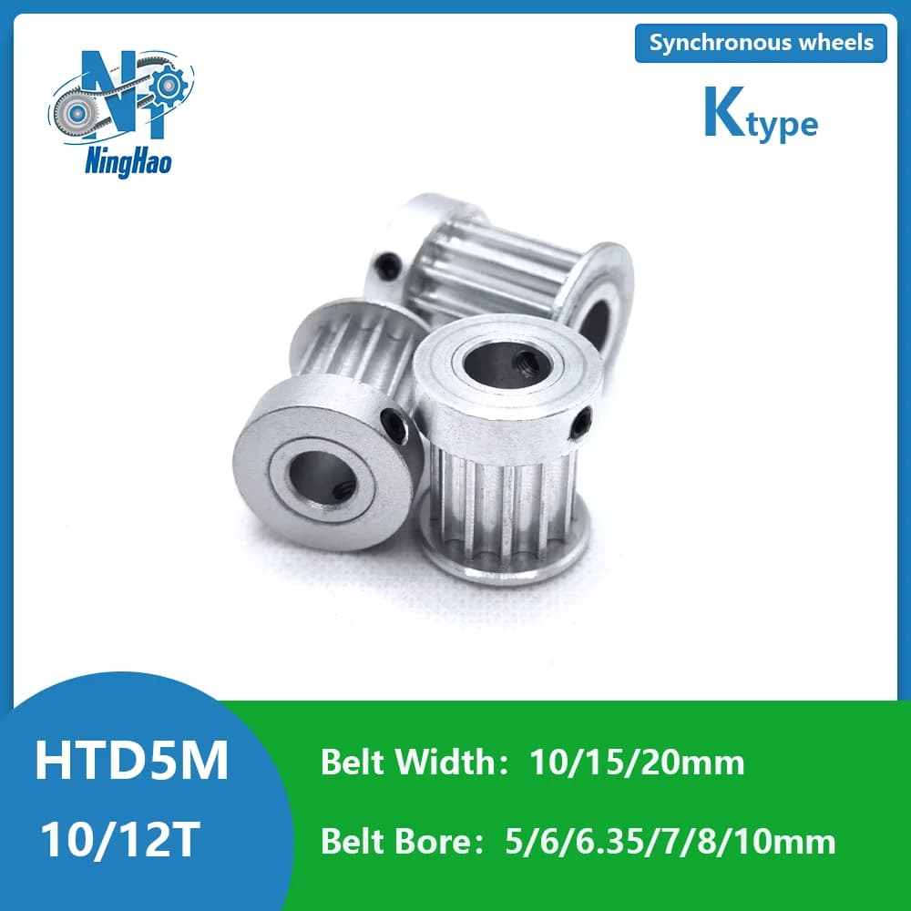 HTD 5M 10T 12T Width pulley belt 10/15/20mm Hole 5/6/6.35/7/8/10mm 10/12 teeth Synchronic wheel type K for 3D and CNC printers