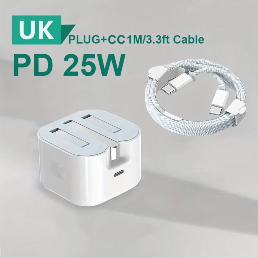 Caricatore USB C UK per iPhone 15 14 13 Pro QC3.0 Carica rapida PD 25W Tipo C Adattatore di alimentazione per caricabatterie da muro da viaggio a ricarica rapida