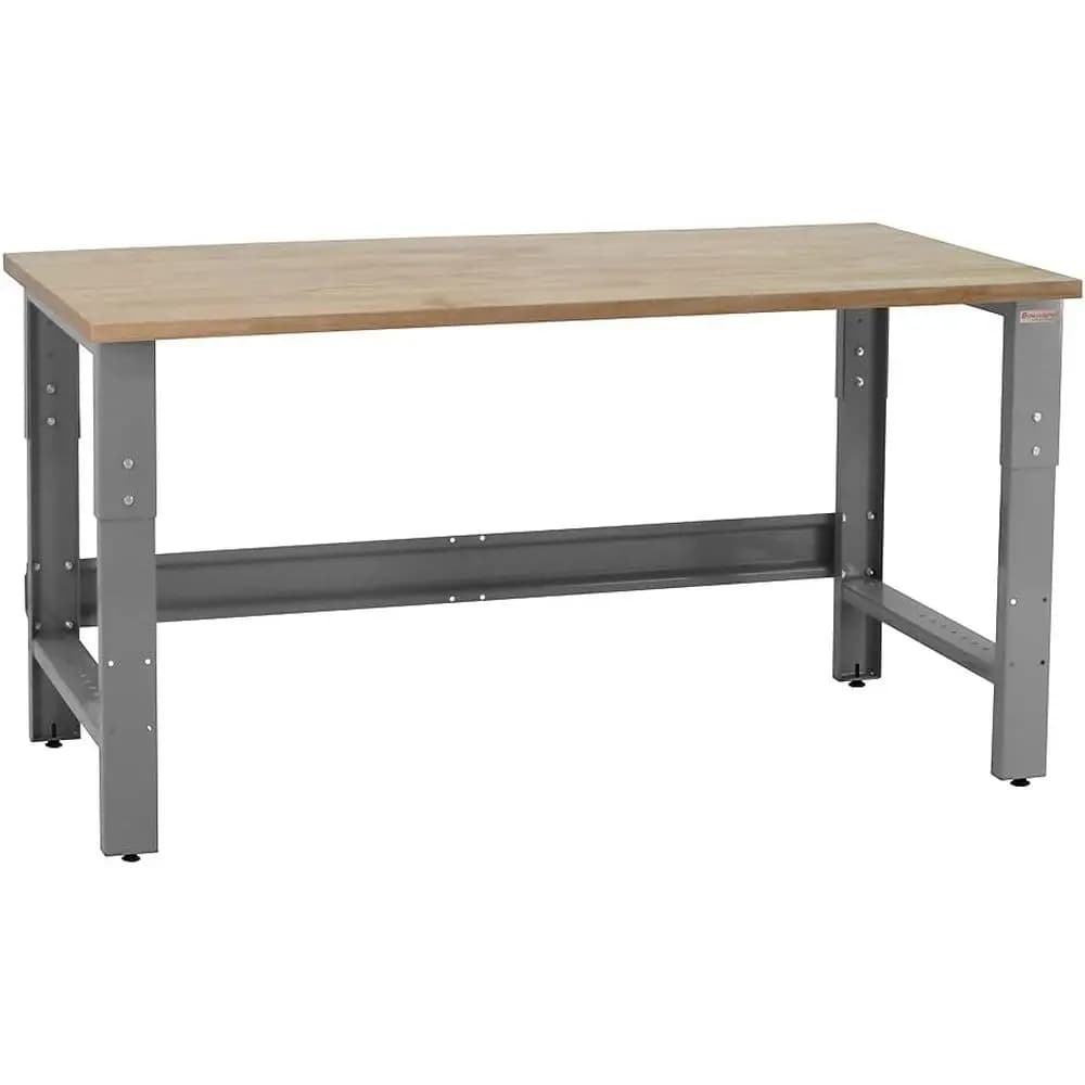 Adjustable Height 1 Thick Solid Oiled Wood Butcher Block, 30 Deep x 48 Long, 30-36 Tall
