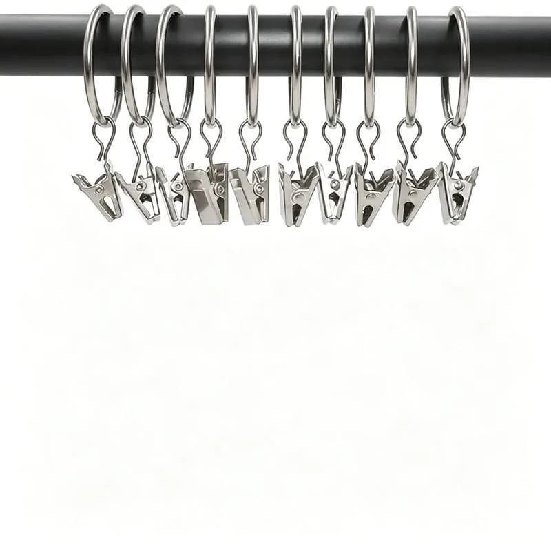 Sturdy Metal Ring 25mm Curtain Clip Rings 46 pcs, perfect for Bedroom Window Curtains, Rust Resistant Finish