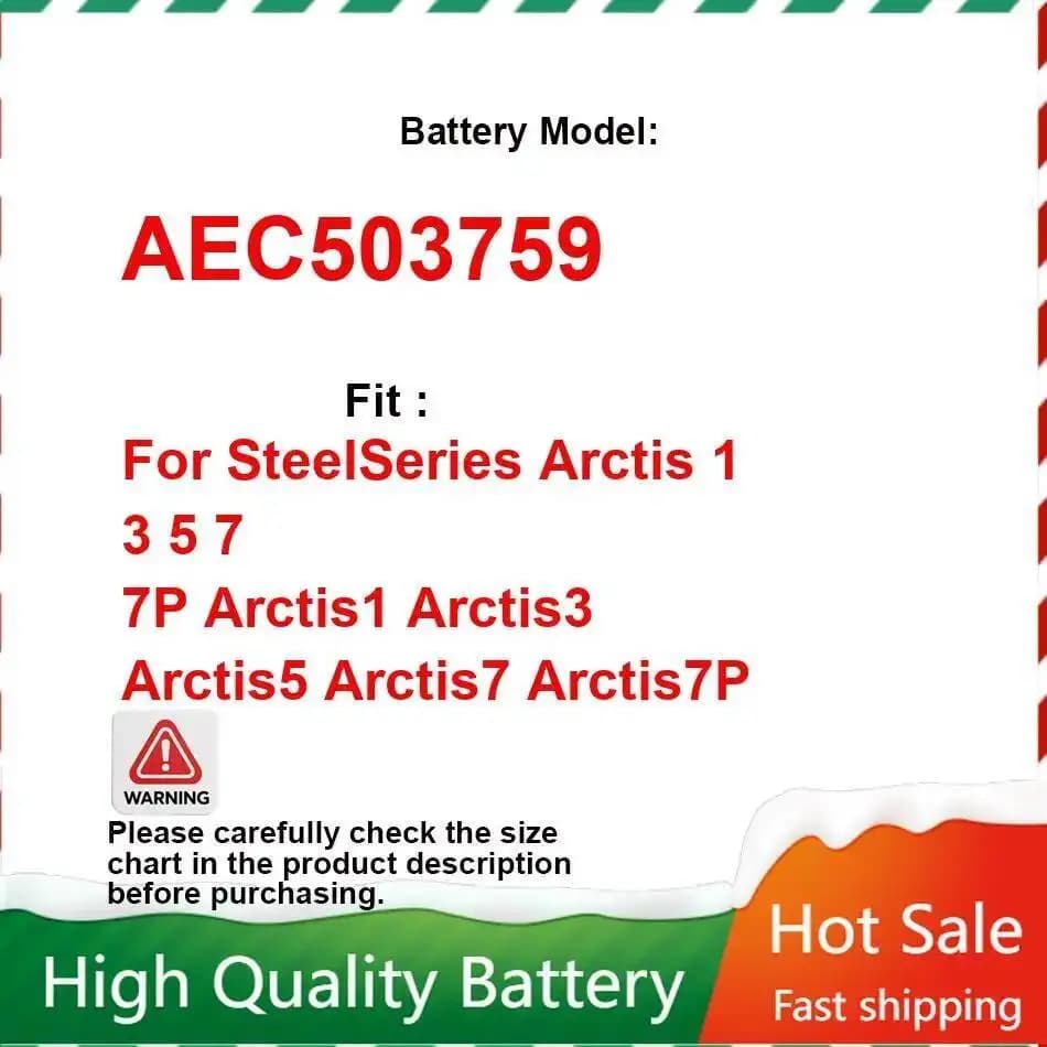 1300mAh Gaming Headphone Battery for SteelSeries Arctis 1 3 5 7 7P Arctis1 Arctis3 Arctis5 Arctis7 Arctis7P AEC503759 Batteries