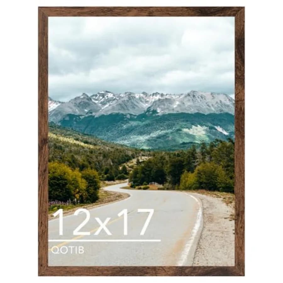 12x17 Picture Frame Deep Brown for Wall Hanging, Wood 12 x 17 Frame Photo Frame for Wall Horizontally or Vertically, Deep Brown