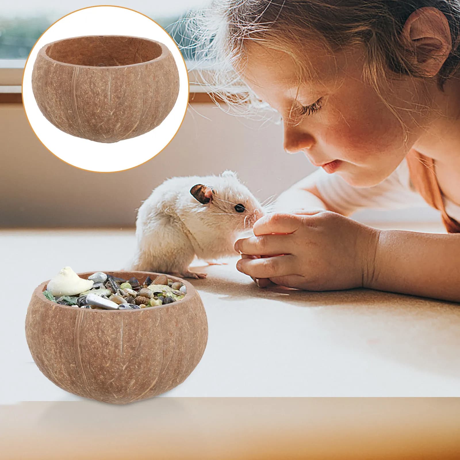 Ciotola per Alimenti per Animali Domestici in Materiale Sicuro, Design Compatto, Contenitore per l'Alimentazione di Criceti, Conigli, Porcellini d'India, Chinchilla e Piccoli Animali, per Acqua e Cibo