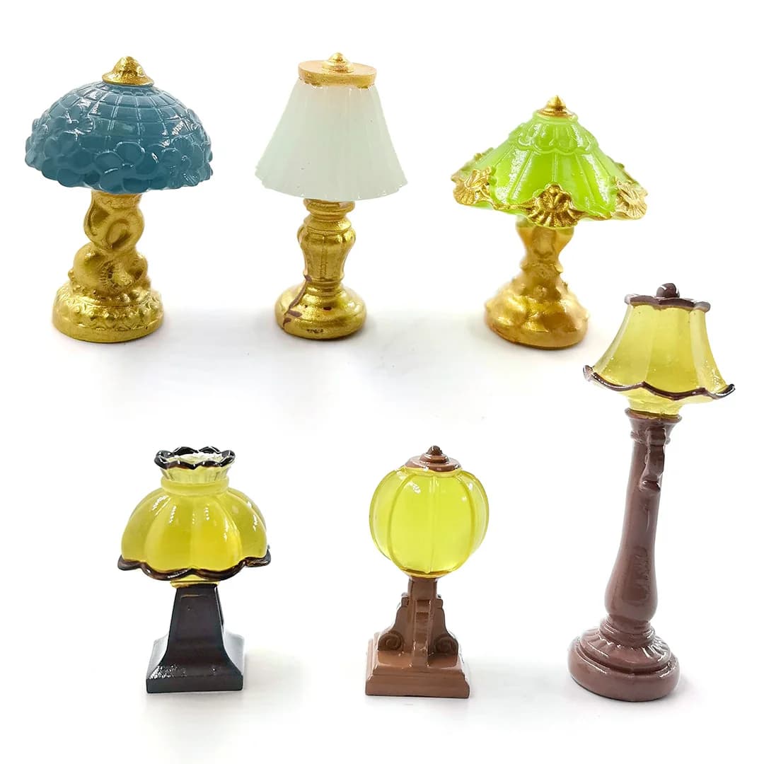 3pcs New European Retro Style Mini Desk Reading Table Lamp Figurine DIY Home Decor Miniature Fairy Garden Decoration Accessories
