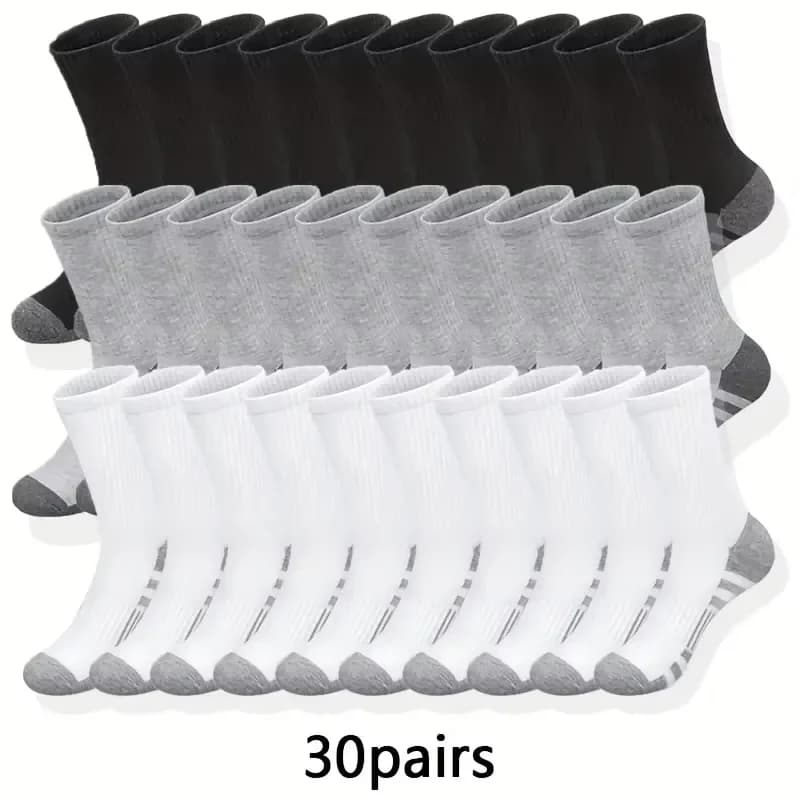 30 pairs of large men's gym socks, high quality, comfortable, soft, anti-slip, for football, outdoor, new style