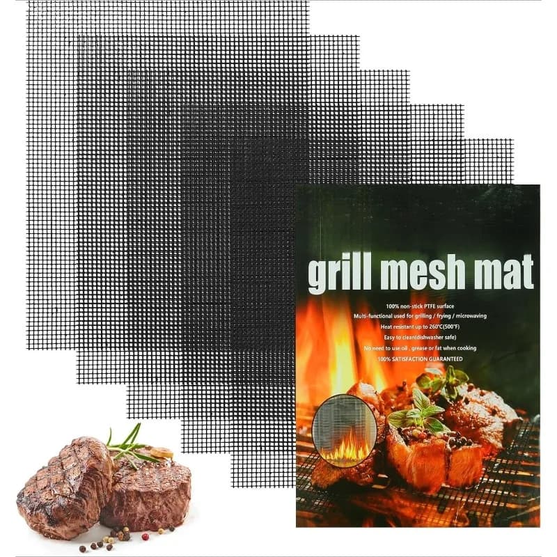 Grill Mesh Mat Set 5 Reusable Non-Stick Grill Mat BBQ Grilling Mat Sheets for Outdoor Smoker Charcoal Gas Electric Grill BBQ