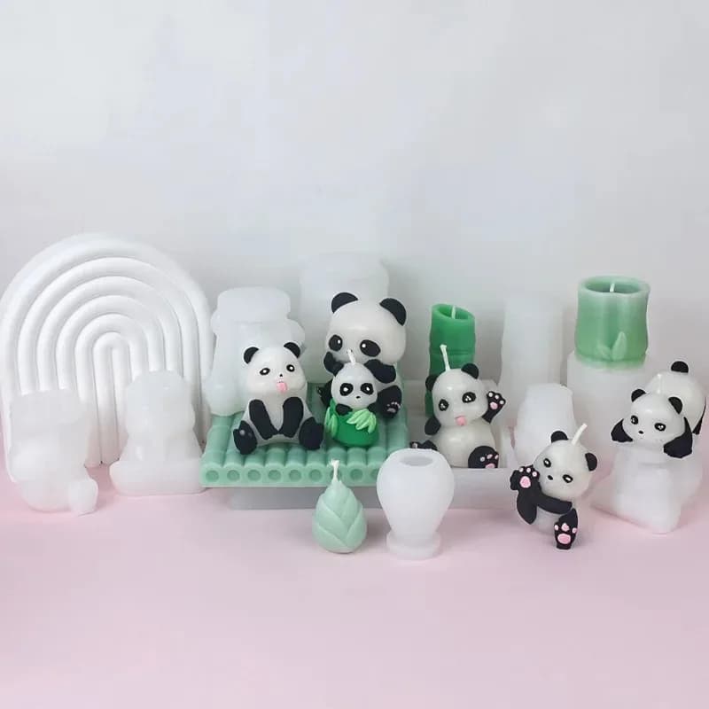 Diy Cute 3d Panda Silicone Mold Scented Candle Gypsum Molds Bamboo Diffuser Stone Ornament Epoxy Resin Mold Home Decoration Gift