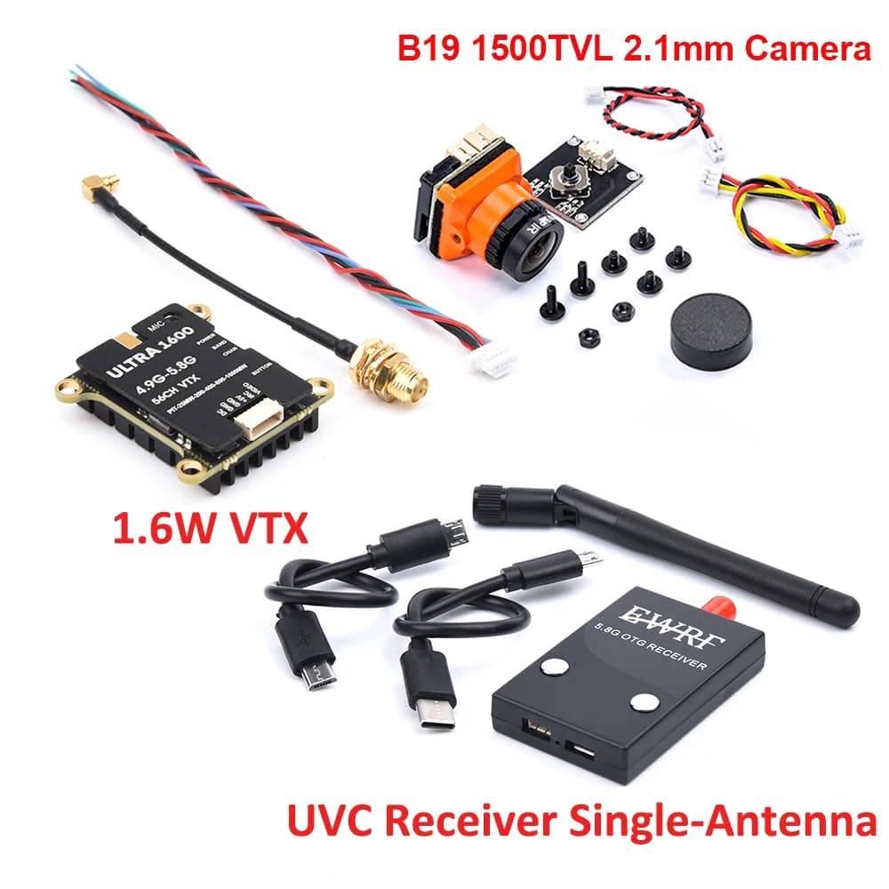 FPV VTX 1.6W / TS5828L 600mW transmitter 1200TVL B19 1500TVL Mini camera 5.8G receiver FPV UVC Video Downlink OTG for FPV Drone
