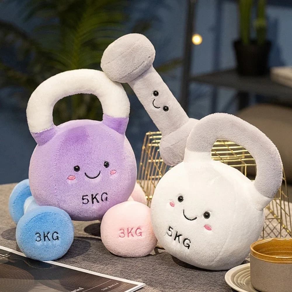 Cute Fitness Braid, Kawaii Bearing, Room Decoration, Kettlebell Shaped Doll and Handlebar