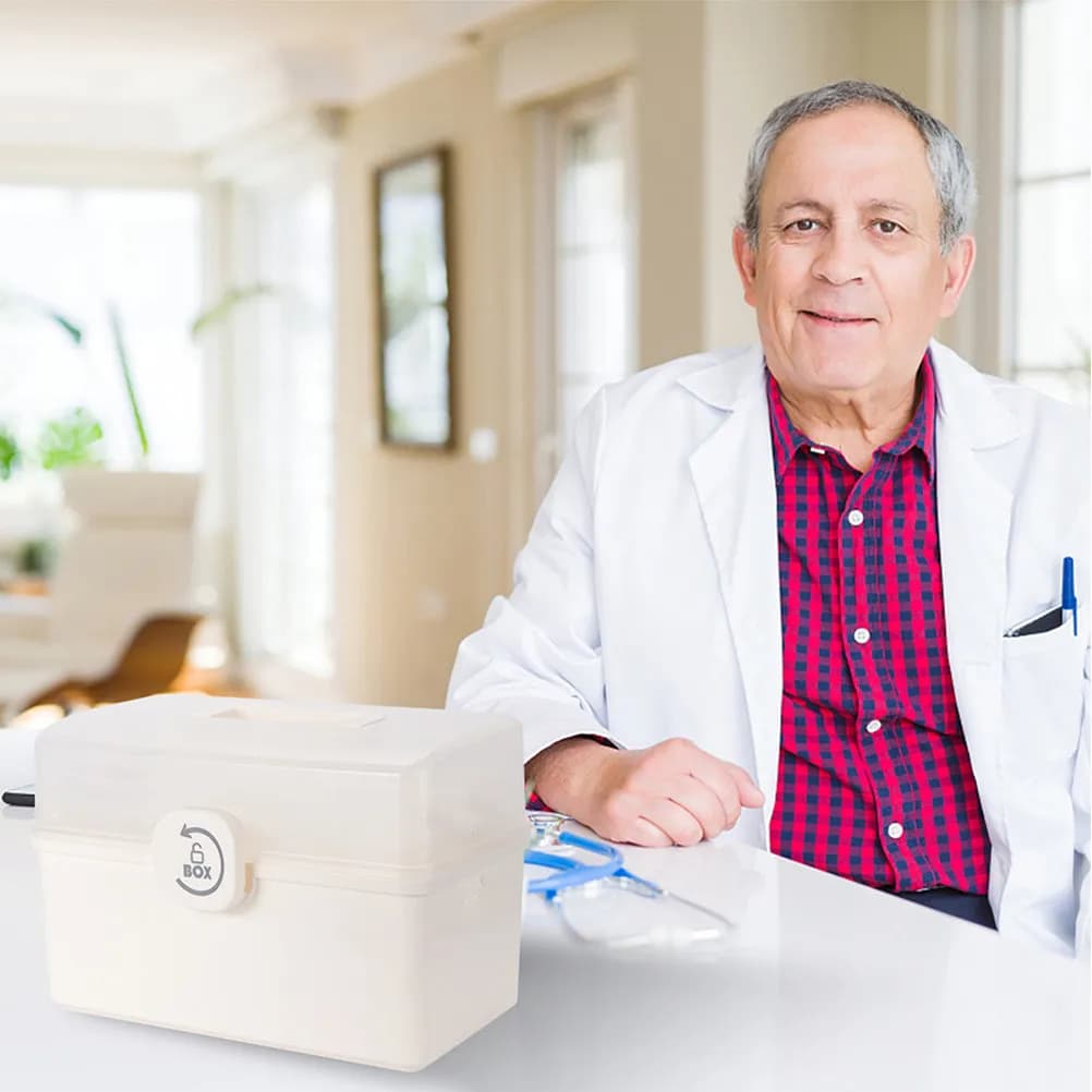 1 pz. Grande Cassetta di Pronto Soccorso Familiare, Contenitore Portatile per Medicinali, Kit di Emergenza, Organizzatore Domestico in Plastica