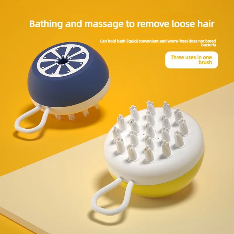 Pet Bath Brush Shampoo Dispenser Silicone Massage Grooming Brush For Dog Cat Bathing Shedding Hair