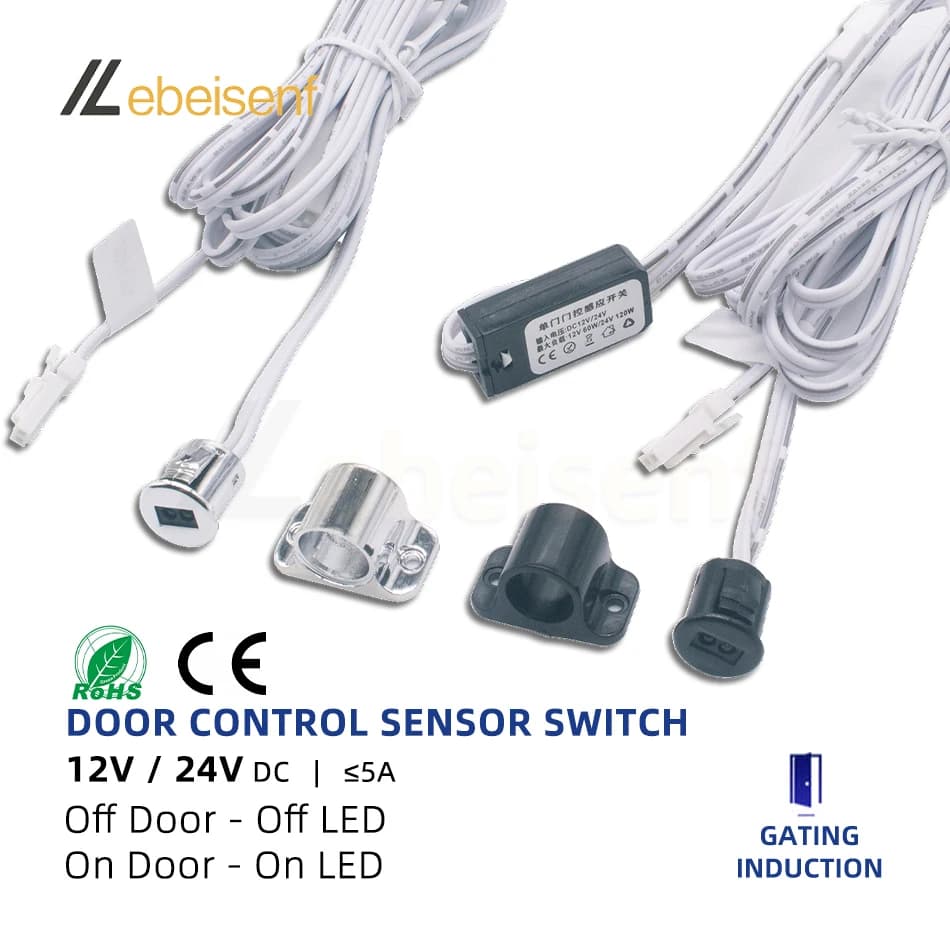 Sensore di tipo di mascheratura per controllo porta Mini interruttore di rilevamento lampada a LED DC 12-24V 5A Armadi di superficie o nascosti Cavo connettore DuPont