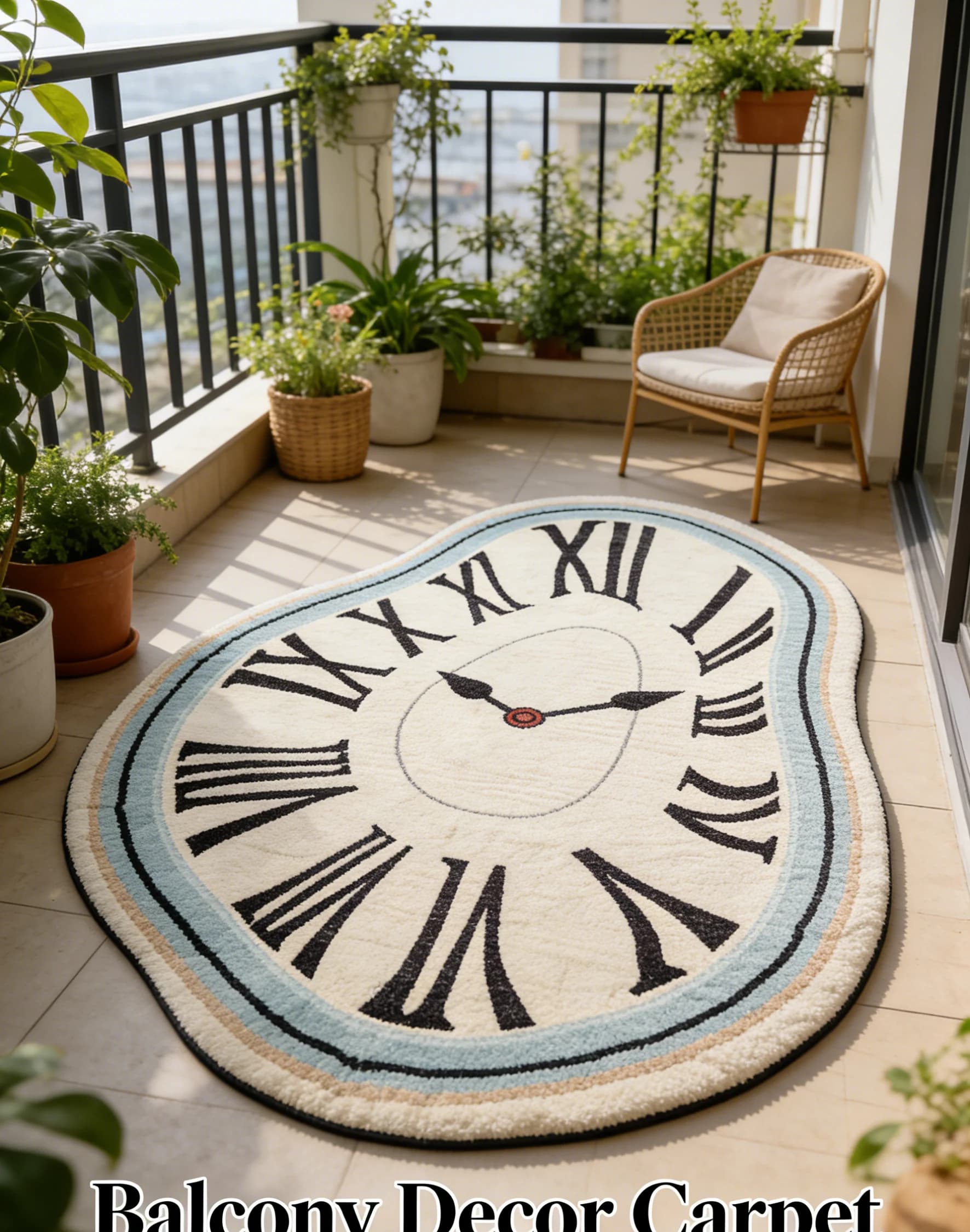Tappeto creativo con orologio, isolante, che mantiene il calore, antiscivolo, per ingresso, corridoio, tappetino da comodino per la decorazione della casa e della camera da letto