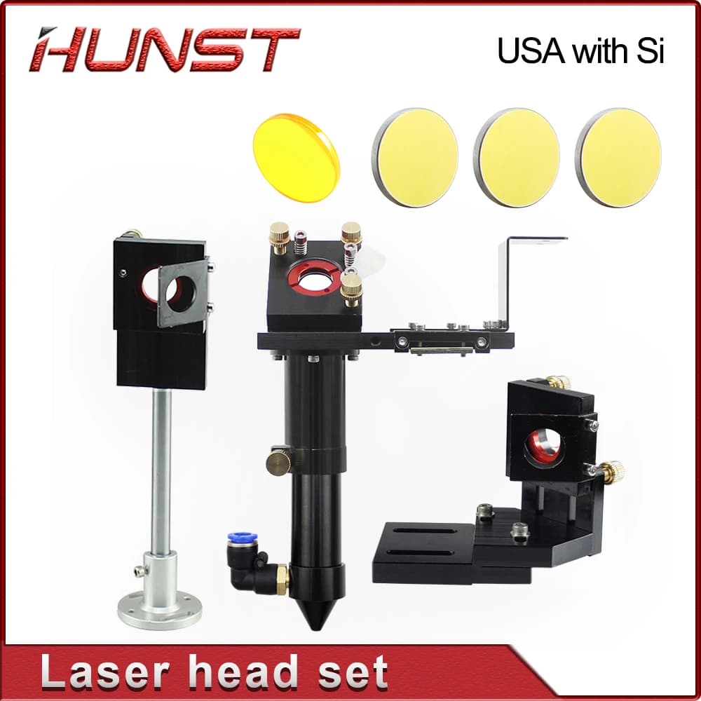 Set of CO2 Hunst Series E laser heads with lens diameter 20 mm FL50.8 and 63.5 and 101.6 25 mm mirror for laser engraving machine