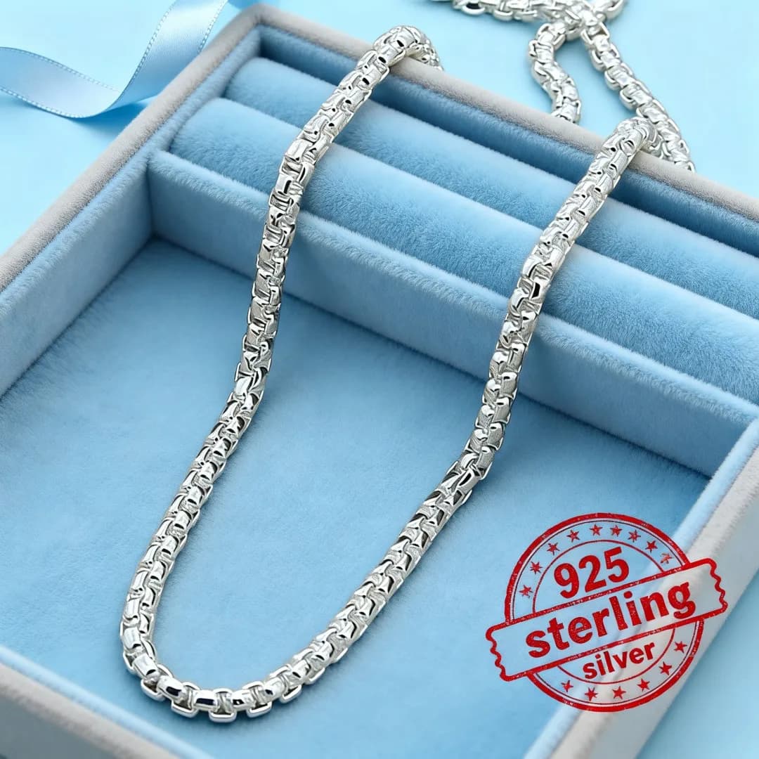 Collana all'ingrosso in argento sterling 925 con catena a maglia rotonda da 18-24 pollici per uomo e donna, gioielli di moda per matrimonio e fidanzamento