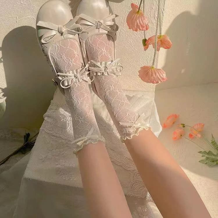 Calzino da donna primavera estate traspirante calzino in pizzo Ultra sottile fiocco colorato ragazza calzino sottile semplice tendenza moda tinta unita all'ingrosso