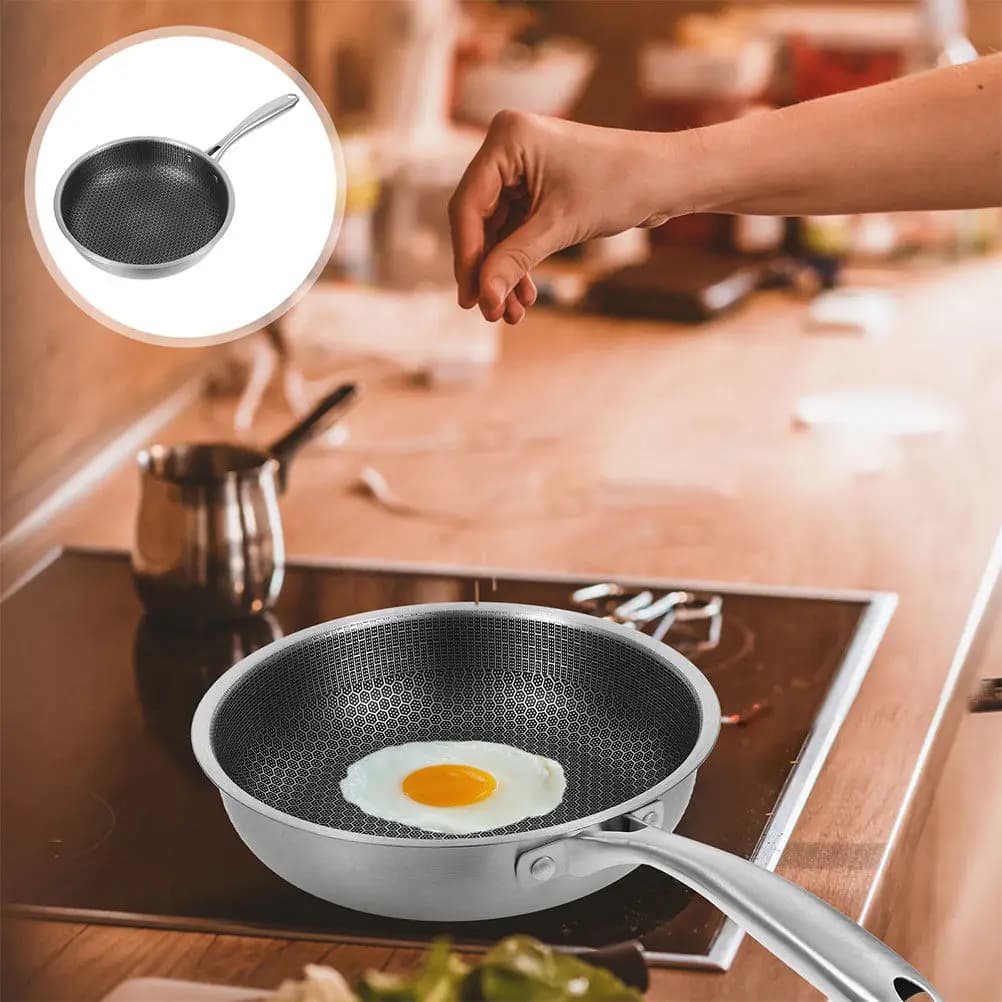 Honeycomb Stainless Steel Frying Pan Nonstick Steak Egg Pan for Stove Top All Cooktops Versatile Easy Clean Frying Pans