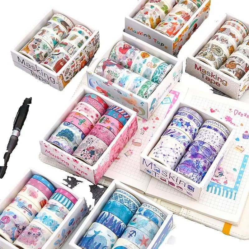 10 rolls Washi Tape Set Scrapbooking Masking Stickers for Paper DIY Craft Gift Decoration Student Stationery Supply