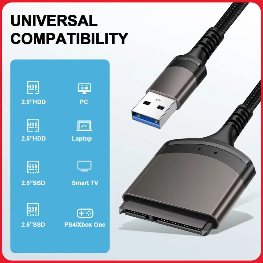 Convertitore esterno con guscio in alluminio da USB 3.0/Type C a SATA, supporto per Windows/MacOS/Chrome OS/Linux, 1 Gbps per SSD/HDD da 2,5 pollici