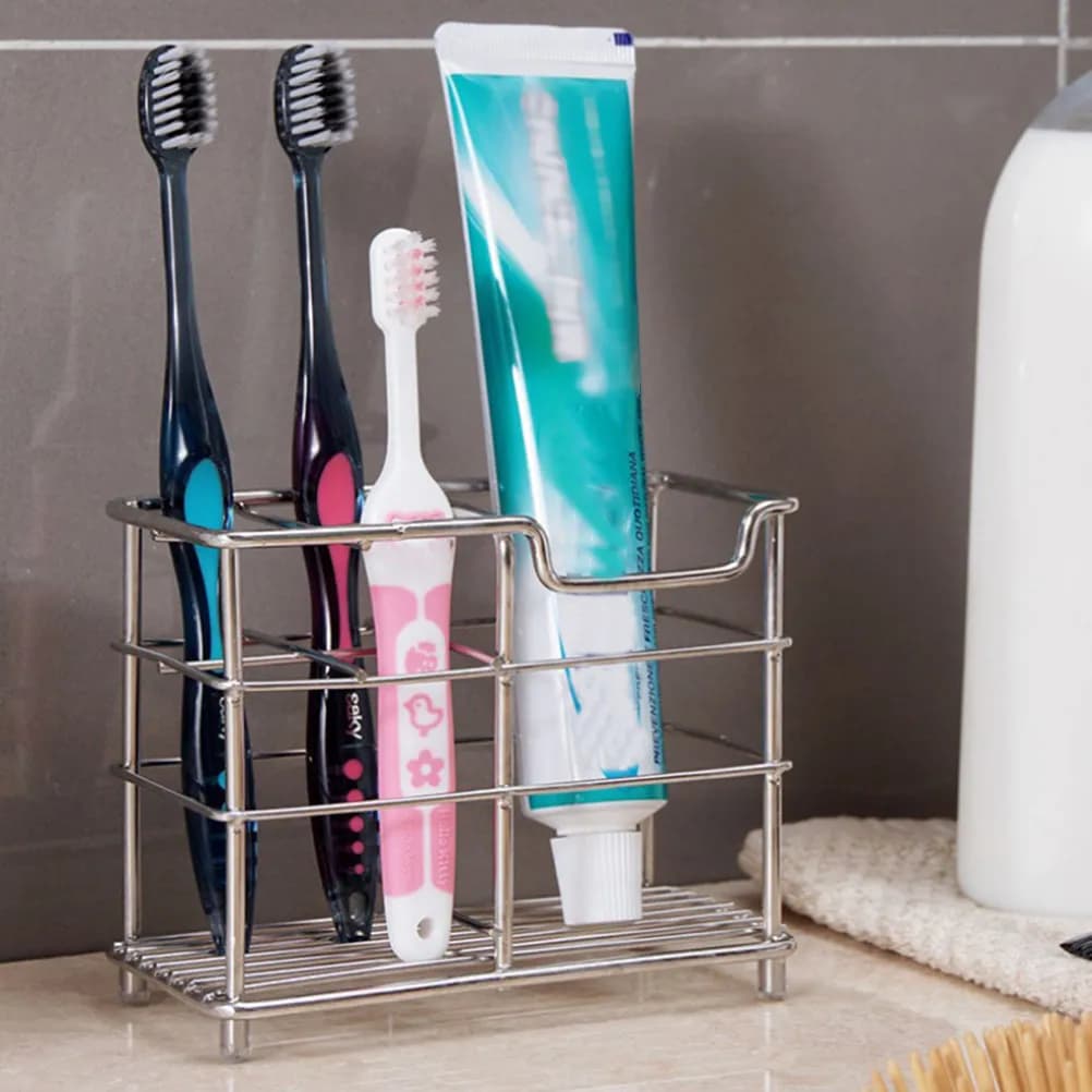 Portaspazzolini Grande in Acciaio Inossidabile, Organizzatore da Bagno per Spazzolini, Porta Dentifricio e Porta Rasoi per Famiglia