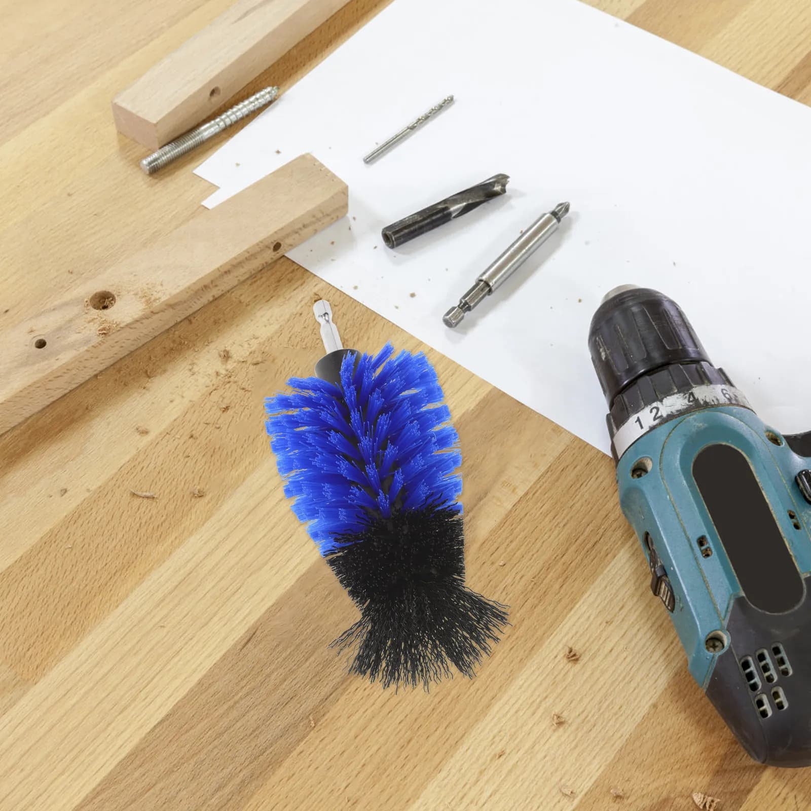 2Pcs Drill Brush Cleaning Attachment Multi-Functional Cone Shaped Ball Brush Head Steel PP Tool Accessory for Polishing Cleaning