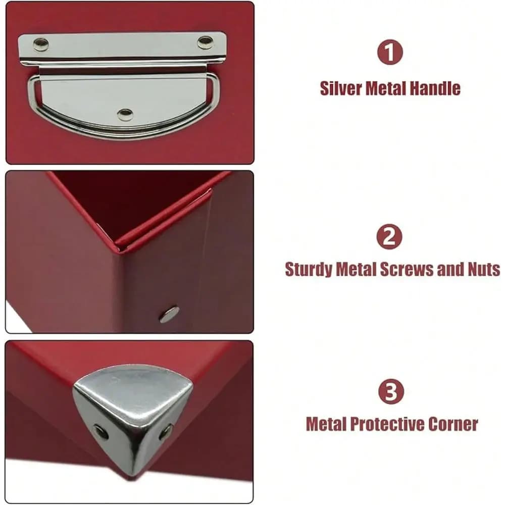 Scatola portaoggetti, scatola decorativa per la conservazione dei ricordi con coperchio e angoli rinforzati in metallo, contenitore per documenti in cartone con manici, scatola regalo organizer per K