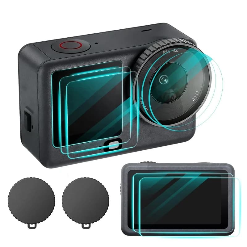Copertura Antipolvere per Lenti Fotografiche DJI Osmo Action 6, Custodia Protettiva in Silicone Antipolvere, Pellicola in Vetro Temperato per DJI Action 6
