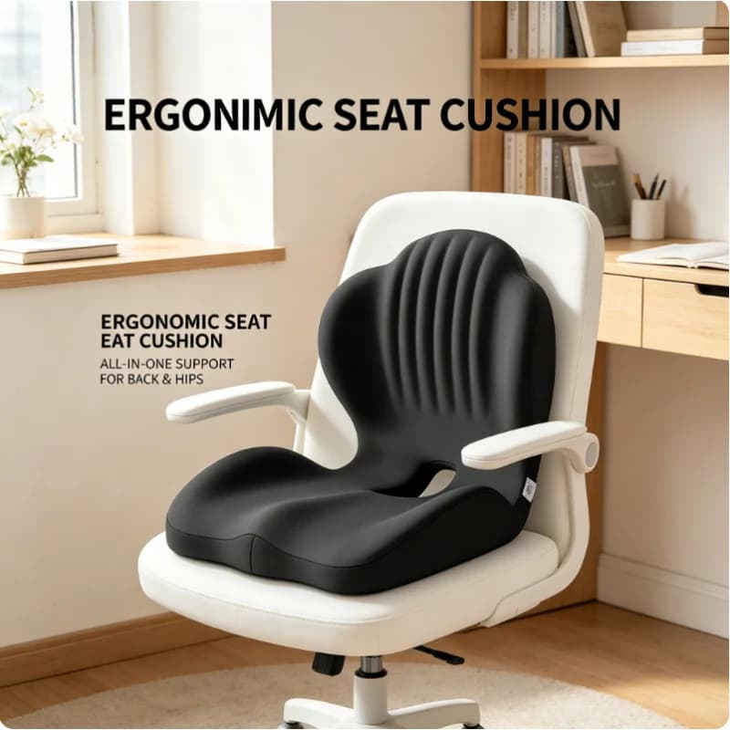Cuscino Ergonomico in Memory Foam con Supporto Lombare Ortopedico per Sollievo dal Dolore alla Schiena, Coccige e Sciatica per Sedia da Ufficio e Auto