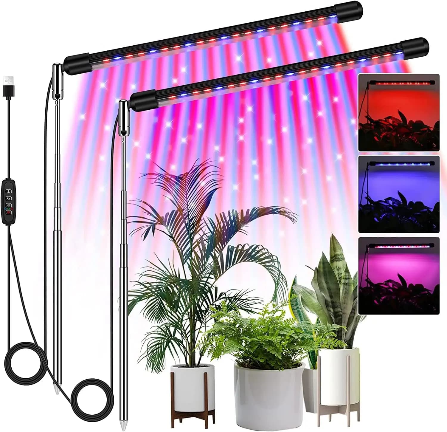 KEBINCPLED USB Tubo Telescopico Coltiva La Lampada Spettro Completo 5V Con Controllo Fitolamp Luci Casa Interno Piantina di Fiori Phyto Luce