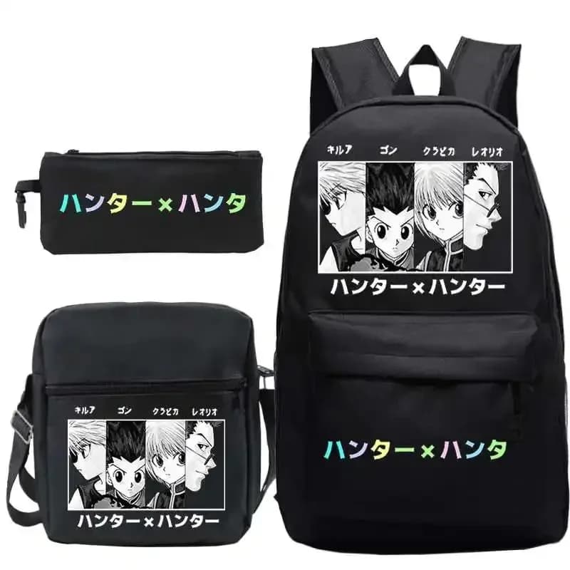 Hot Anime X HUNTER Killua Print Backpack For Boys Girls Student Zipper School Bags 3Pcs/Set Mochila Teens Travel Ruc NM35