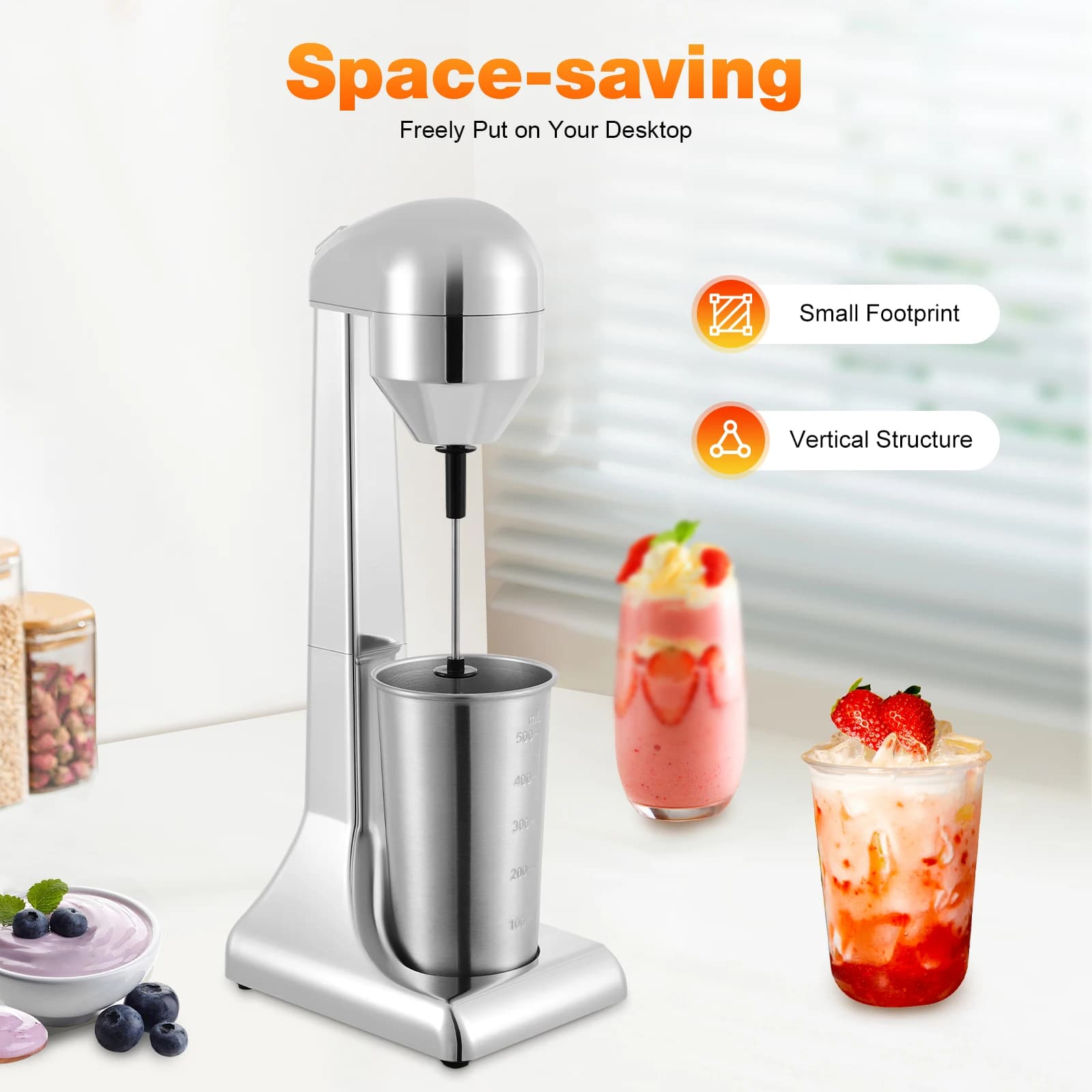 500ml Milkshake Blender for Home, Electric Mixer for Blends and Proteins, for Breakfast and Cooking Bar