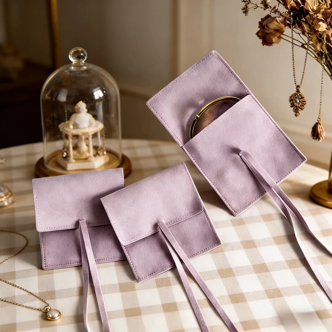 10Pcs Elegant Microfiber Jewelry Envelope Pouches with Drawstring for Wedding Favors & Home Storage of Rings Pendants & Earrings