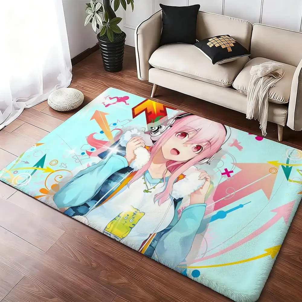 Tappetino classico S-Super Sonico, comodo tappetino in flanella morbida e spessa, antiscivolo, per soggiorno, camera da letto, cucina, tappeti decorativi
