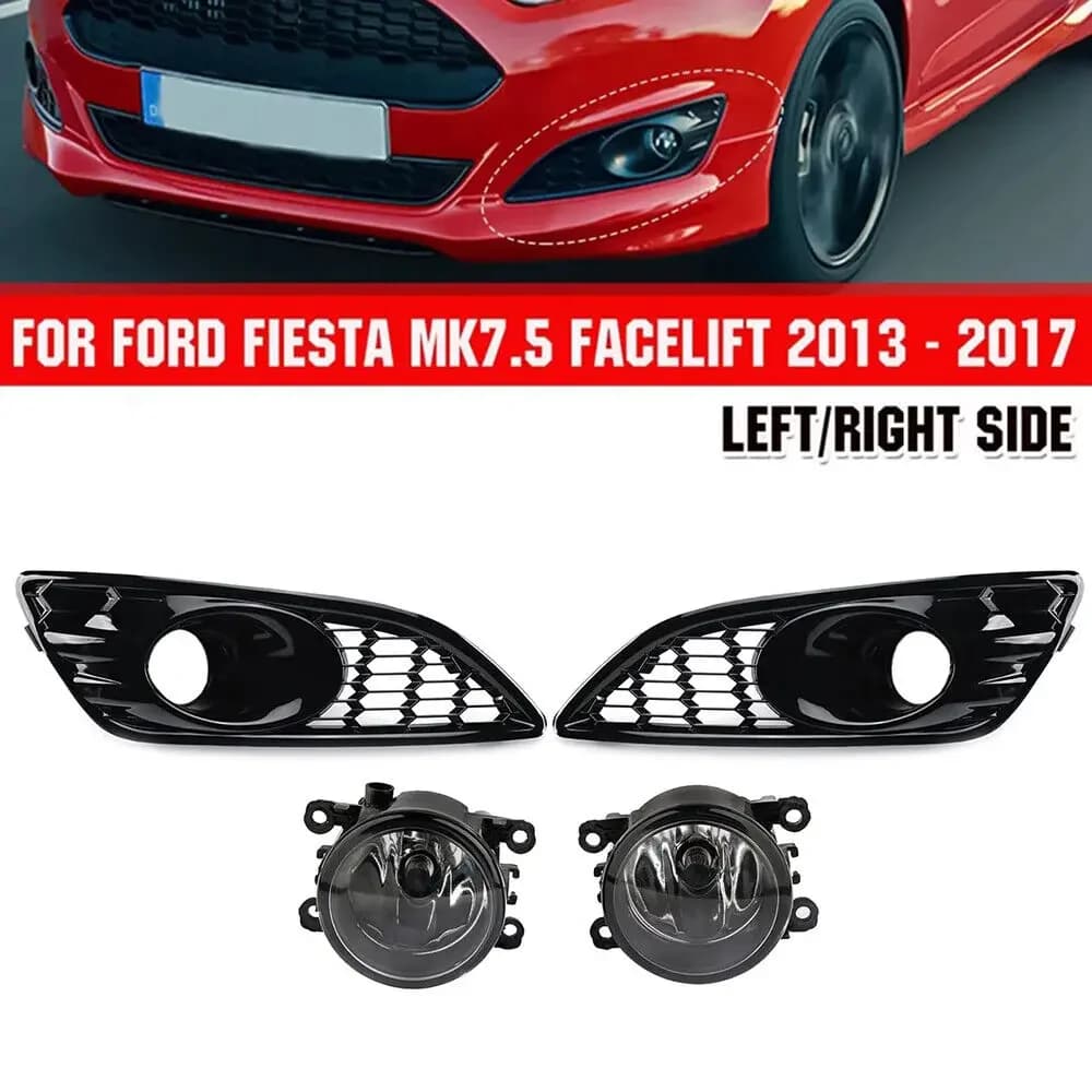 Auto Paraurti Anteriore Lampada Della Nebbia Griglia Inferiore Griglia di Copertura + Fendinebbia Set Per Ford Fiesta MK7 Zetec S 2012-2017 Maglia cava a nido d'ape