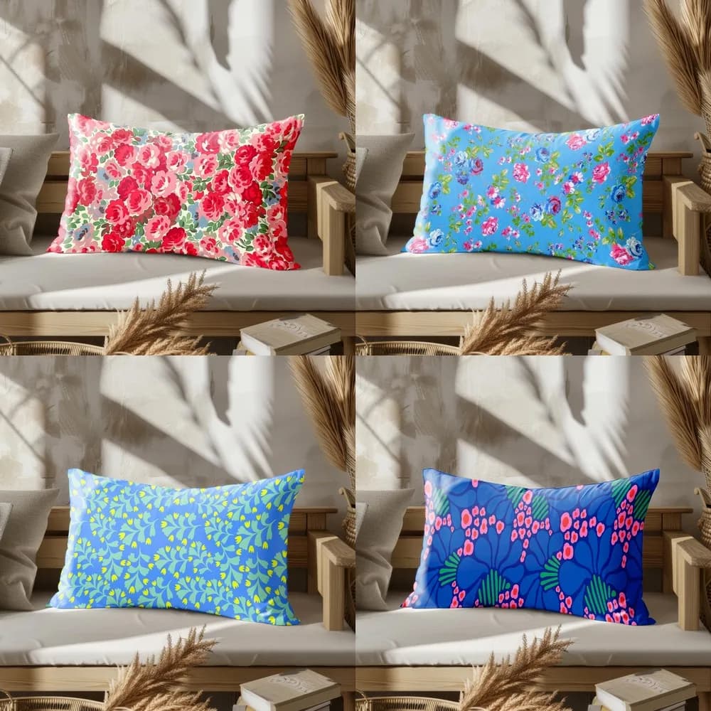 Decorazioni per la casa Fodere per cuscini con motivi floreali adatte per divano Camera da letto Fodera per cuscino per auto Cuscino per schienale rettangolare