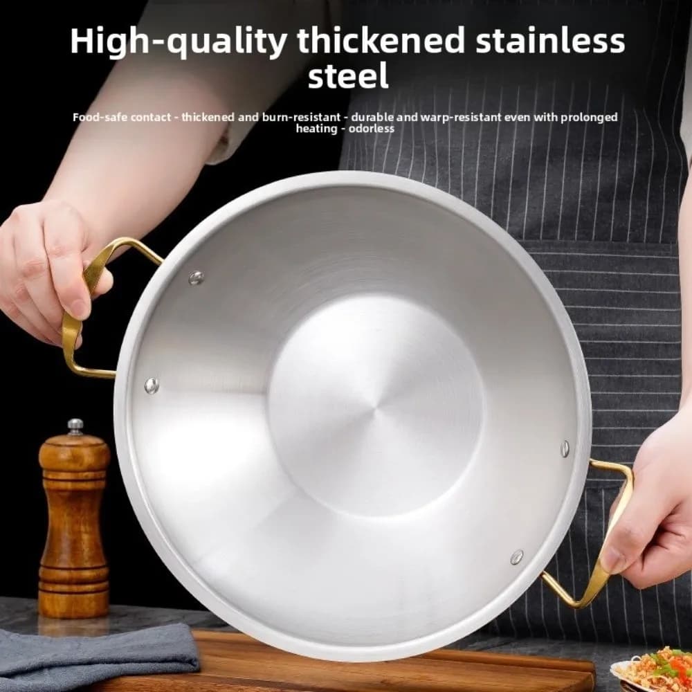 Pentola per Hot Pot in Acciaio Inox, Padella Multiuso Stile Coreano Antiaderente Non Rivestita, Pentola da Campeggio per Cucinare