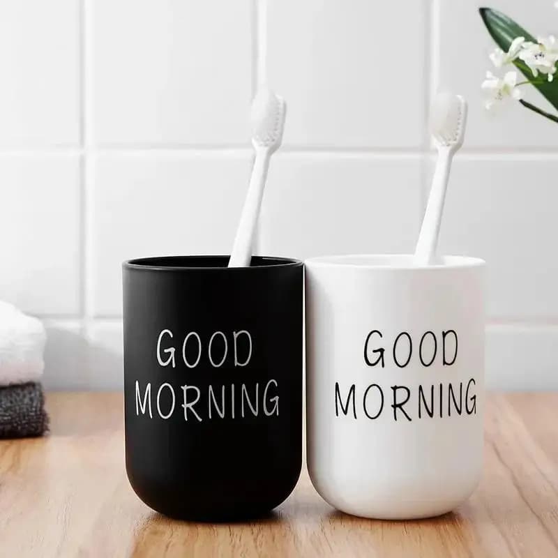 2 Pezzi Bicchieri Portatili per Coppie, Portaspazzolini in Plastica per Casa e Hotel, Accessori Bagno, Contenitori per Collutorio