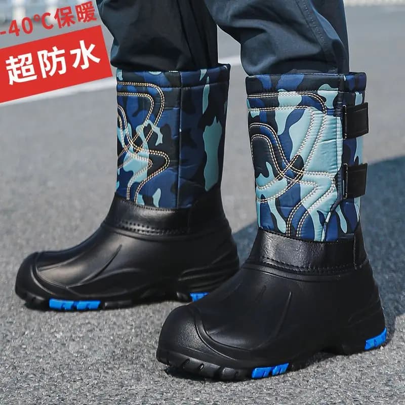 Stivali da equitazione invernali per moto Scarpe in cotone spesse e calde per la neve Stivali chimici alti antiscivolo impermeabili Stivali da trekking